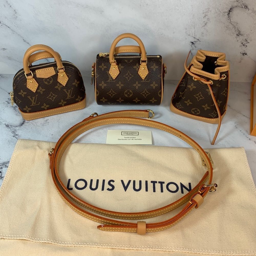 ββ Louis Vuitton Trio Mini Cones Monogram 3-bag Set charms Speedy Alma Noe NEW - Picture 4 of 16